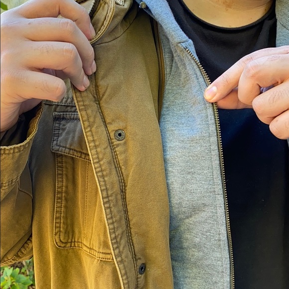 Levi's Shearling Sherpa Double Lined Hooded Neutral Military Utility Jacket XXLT - Picture 7 of 13